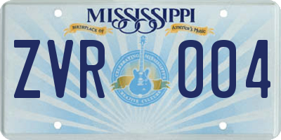 MS license plate ZVR004