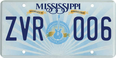 MS license plate ZVR006