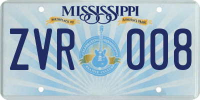MS license plate ZVR008