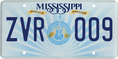 MS license plate ZVR009