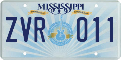 MS license plate ZVR011