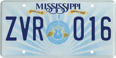 MS license plate ZVR016