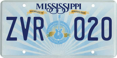 MS license plate ZVR020