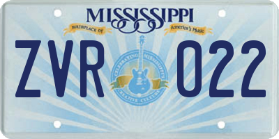 MS license plate ZVR022