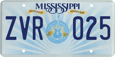 MS license plate ZVR025