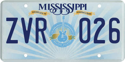 MS license plate ZVR026