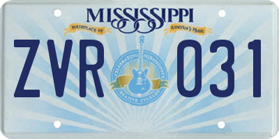 MS license plate ZVR031
