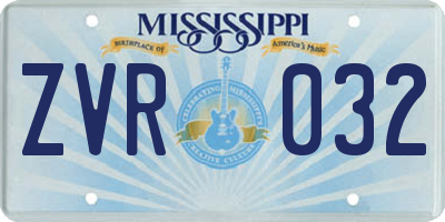 MS license plate ZVR032