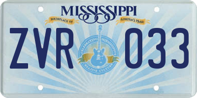 MS license plate ZVR033