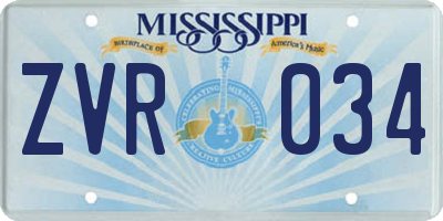 MS license plate ZVR034