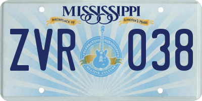 MS license plate ZVR038