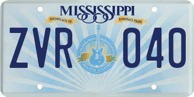 MS license plate ZVR040