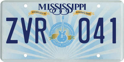 MS license plate ZVR041