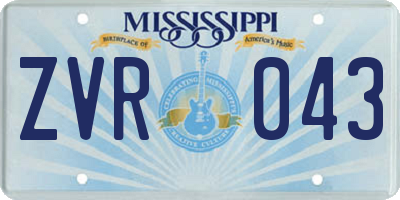 MS license plate ZVR043