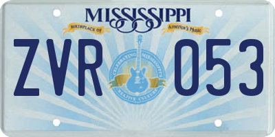 MS license plate ZVR053
