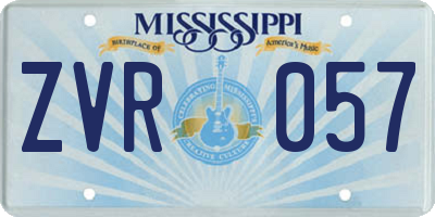 MS license plate ZVR057