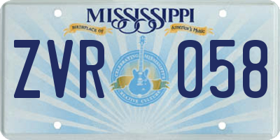 MS license plate ZVR058