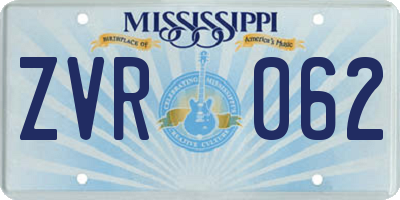 MS license plate ZVR062