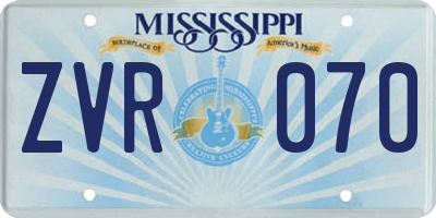 MS license plate ZVR070