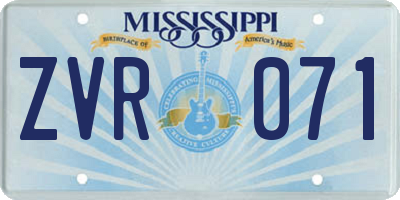 MS license plate ZVR071