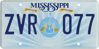 MS license plate ZVR077
