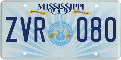 MS license plate ZVR080