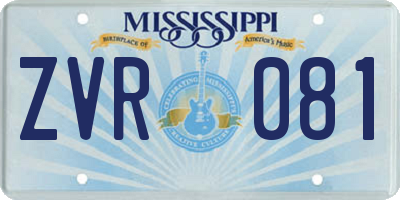 MS license plate ZVR081