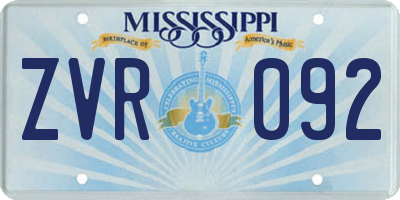 MS license plate ZVR092
