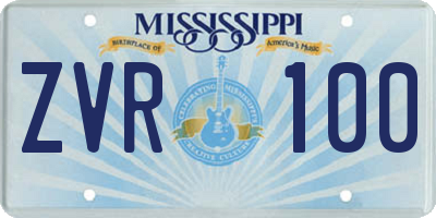 MS license plate ZVR100