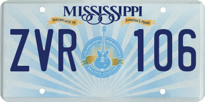 MS license plate ZVR106