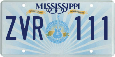 MS license plate ZVR111