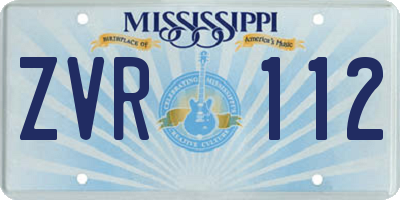 MS license plate ZVR112