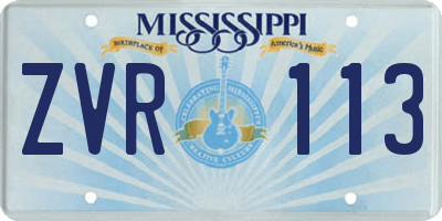 MS license plate ZVR113