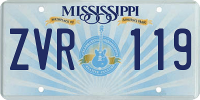 MS license plate ZVR119