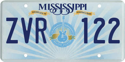 MS license plate ZVR122
