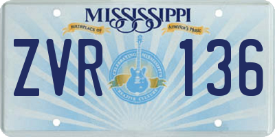 MS license plate ZVR136