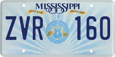 MS license plate ZVR160