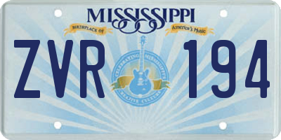 MS license plate ZVR194