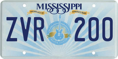 MS license plate ZVR200