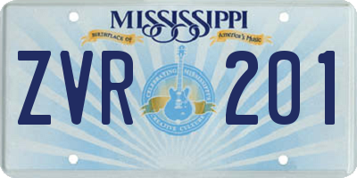 MS license plate ZVR201