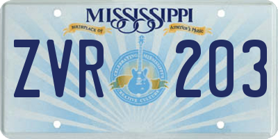 MS license plate ZVR203