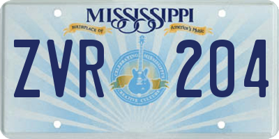 MS license plate ZVR204