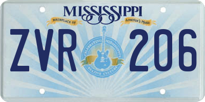 MS license plate ZVR206