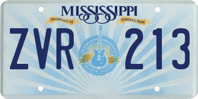 MS license plate ZVR213