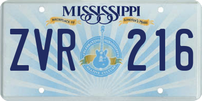 MS license plate ZVR216