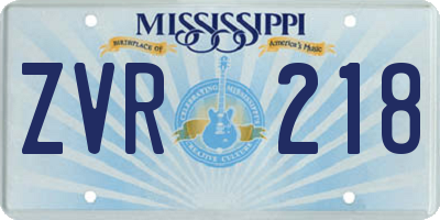 MS license plate ZVR218