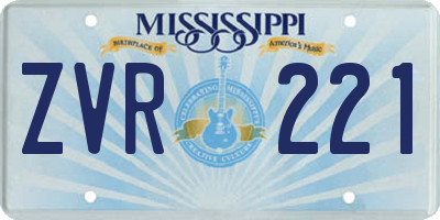 MS license plate ZVR221
