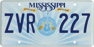 MS license plate ZVR227