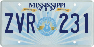 MS license plate ZVR231