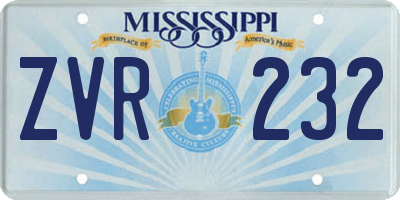 MS license plate ZVR232